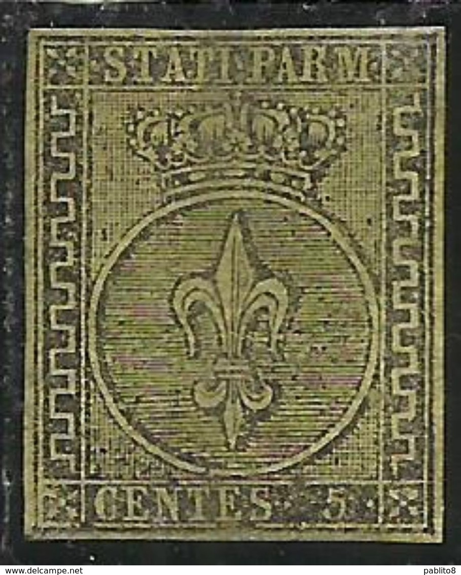 ASI ANTICHI STATI ITALIANI 1852 PARMA CENT. 5 GIALLO ARANCIO MH - Parma