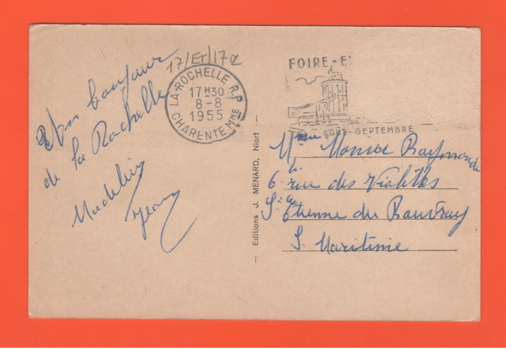 ET/172 RIVEDOUX ILE DE RE VUE GENERALE  // écrite Cachet De La Poste 1955 - Ile De Ré