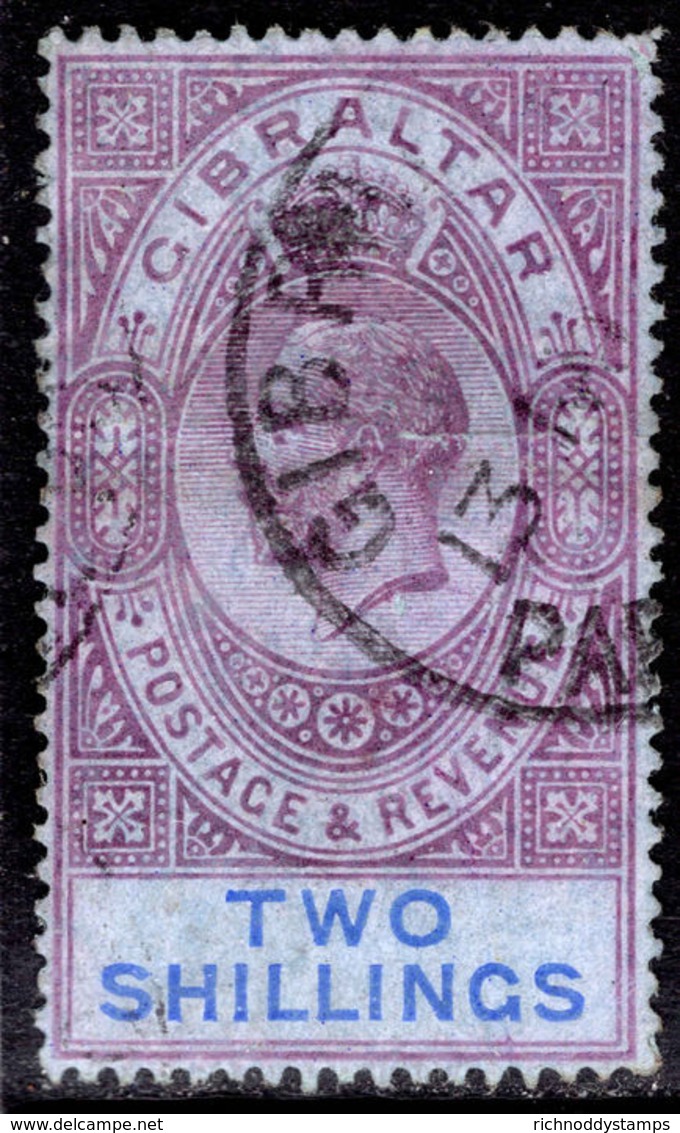 Gibraltar 1912-24 2s Dull Purple And Blue On Blue Used (faults). - Gibraltar