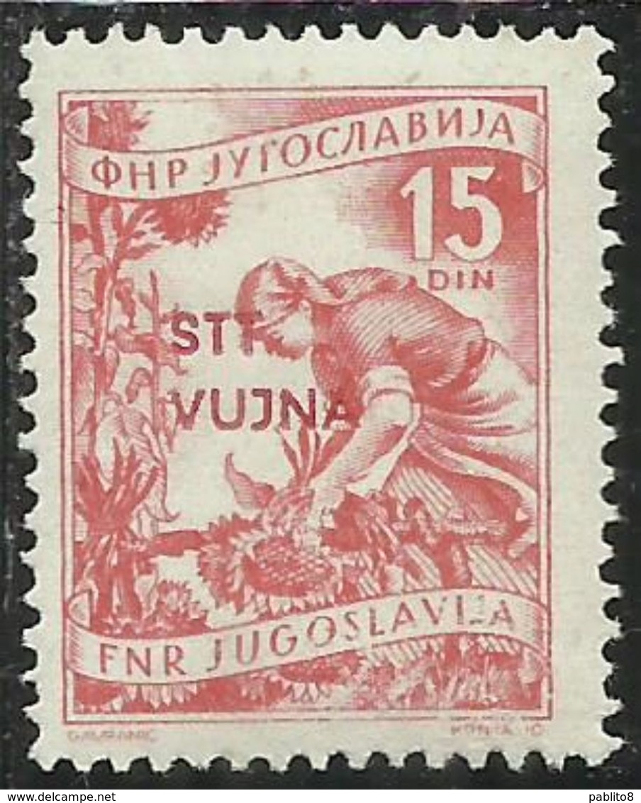 TRIESTE B 1953 VARIETA' VARIETY ECONOMIA E INDUSTRIA SOPRASTAMPATI DI JUGOSLAVIA YUGOSLAVIA OVERPRINTED 15d MNH - Mint/hinged