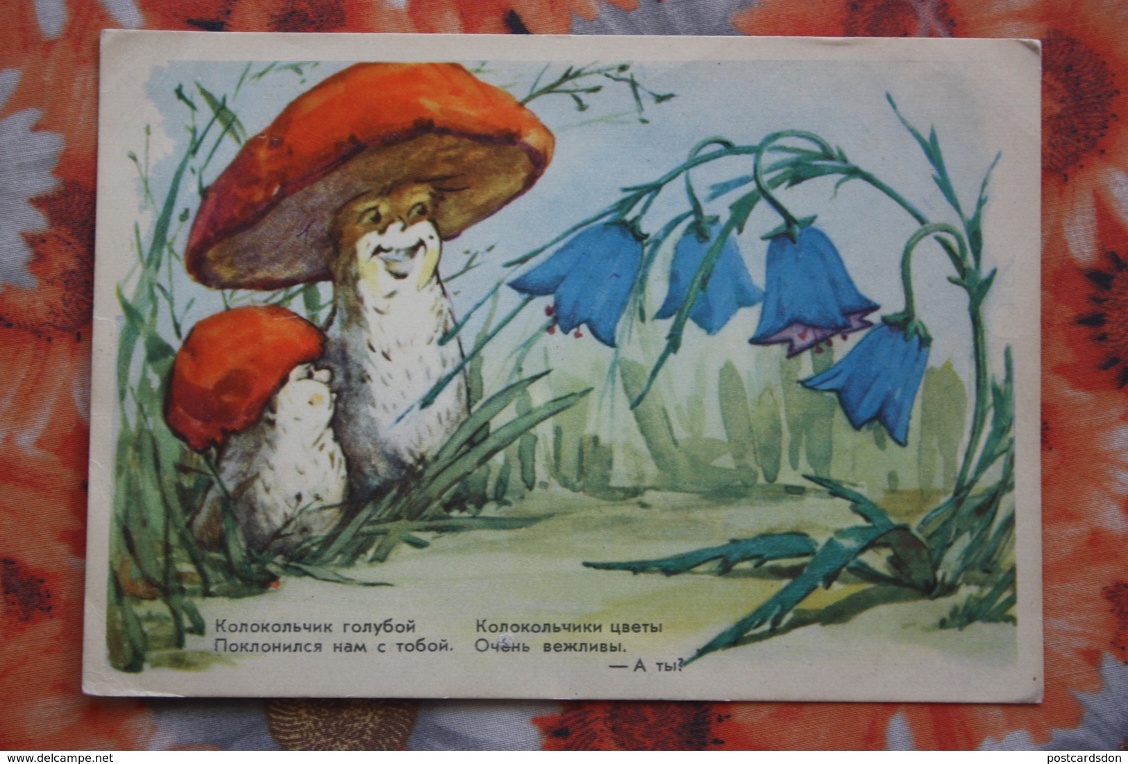 Humour.  Old Soviet Postcard  -  Osadchaya  -   Champignon  - Mushroom 1959 - Mushrooms