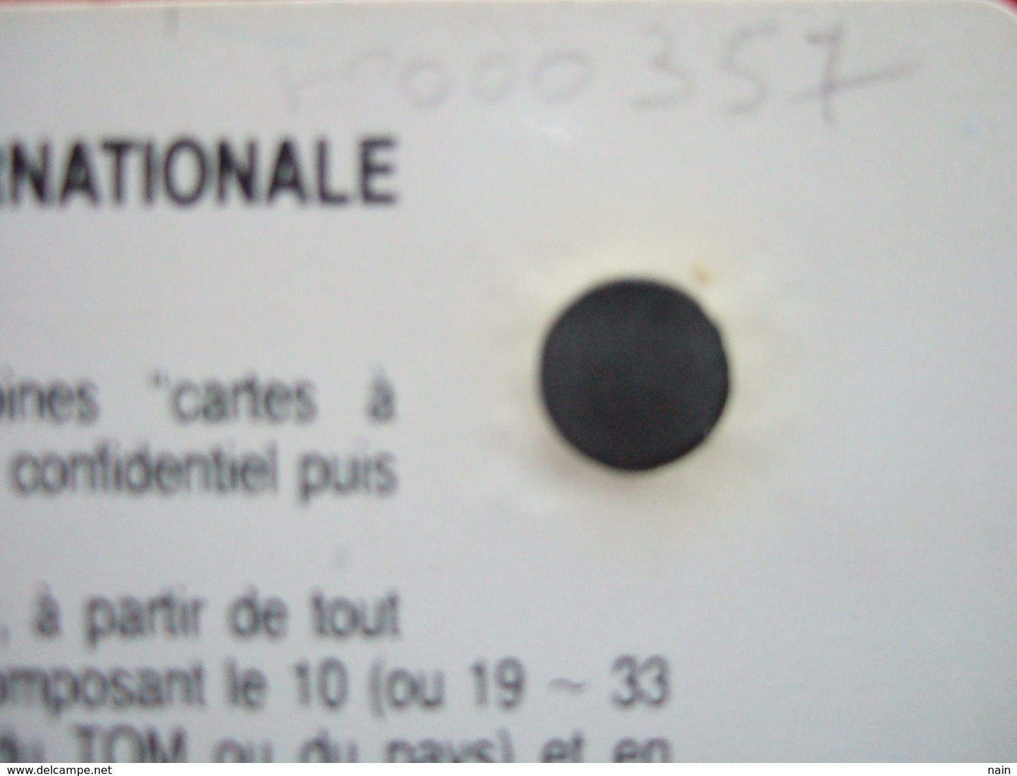 INTERNATIONALE - PUCE SC 3 - IMPRESSION OFSET - 15 N° NOIRS - AU VERSO N° 000357 EMBOUTIS - " TRES RARE " ( - Tipo Pastel