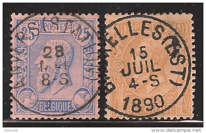 BELGIUM 1884,1886 SCOTT 53, 58 - 1884-1891 Leopold II