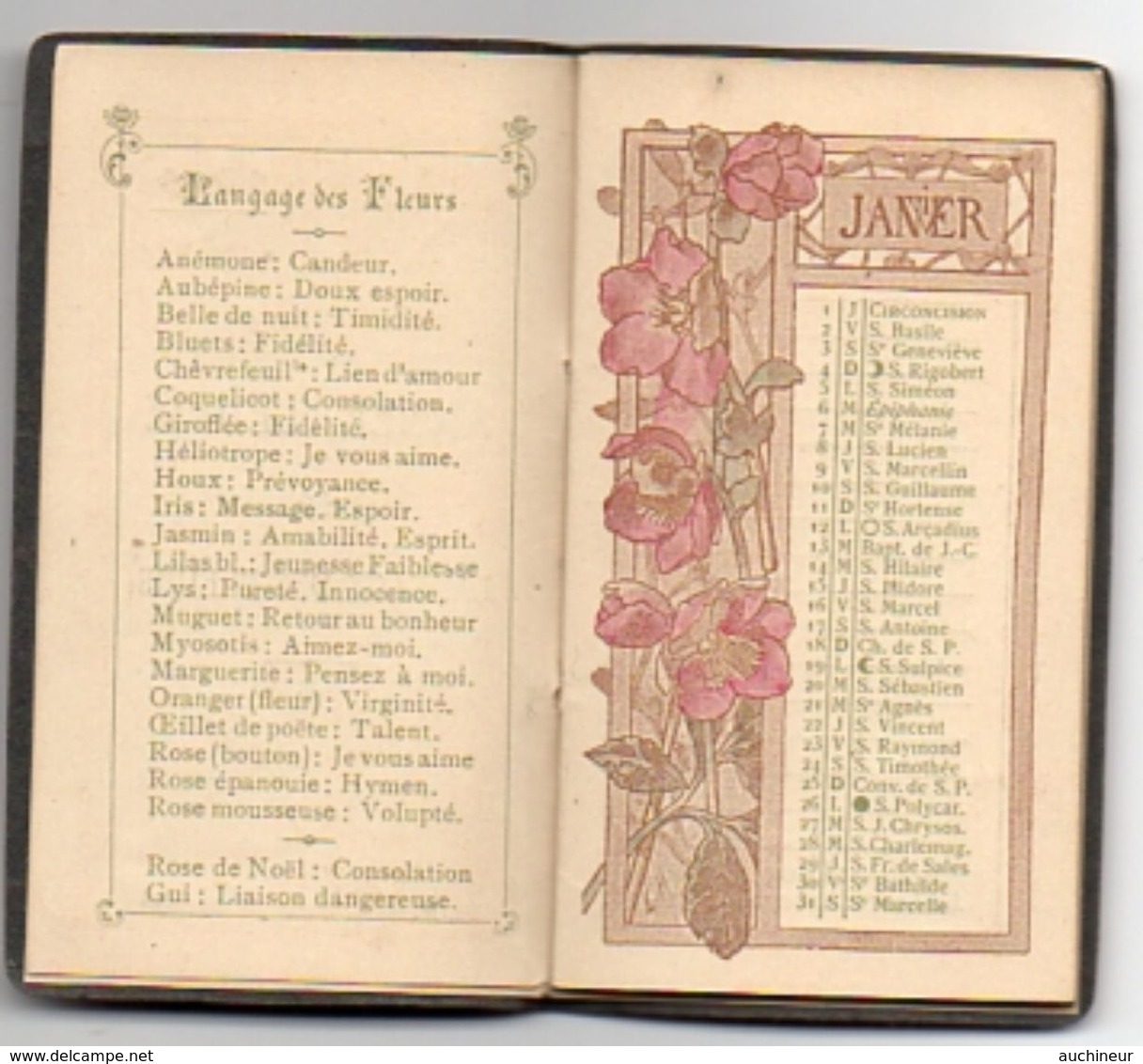 Calendrier De Poche 1914, La Cour Batave Langage Des Fleurs 4,7 X  8 Cm - Petit Format : 1901-20