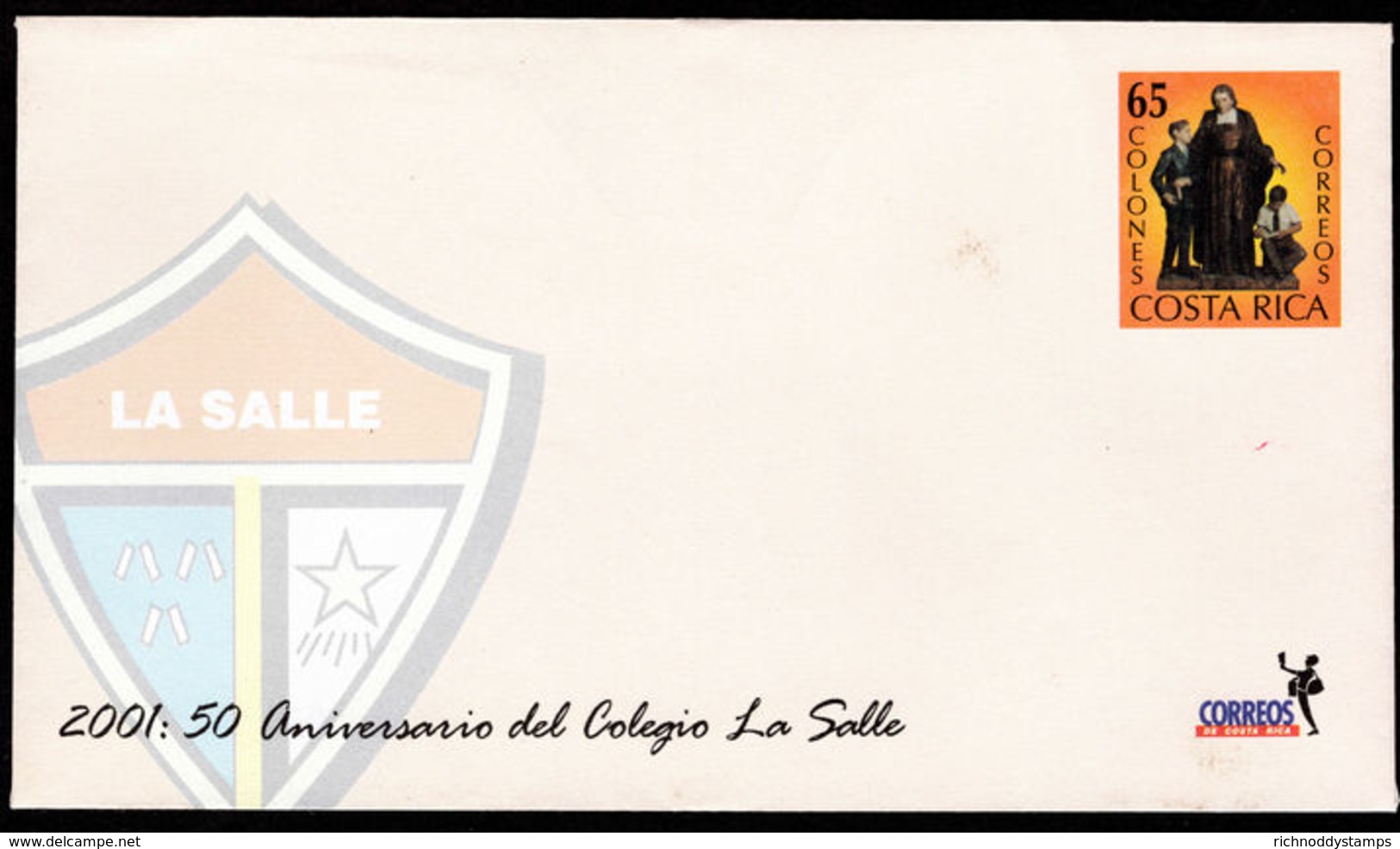 Costa Rica 2001 La Salle College Printed Envelope Unmounted Mint. - Costa Rica