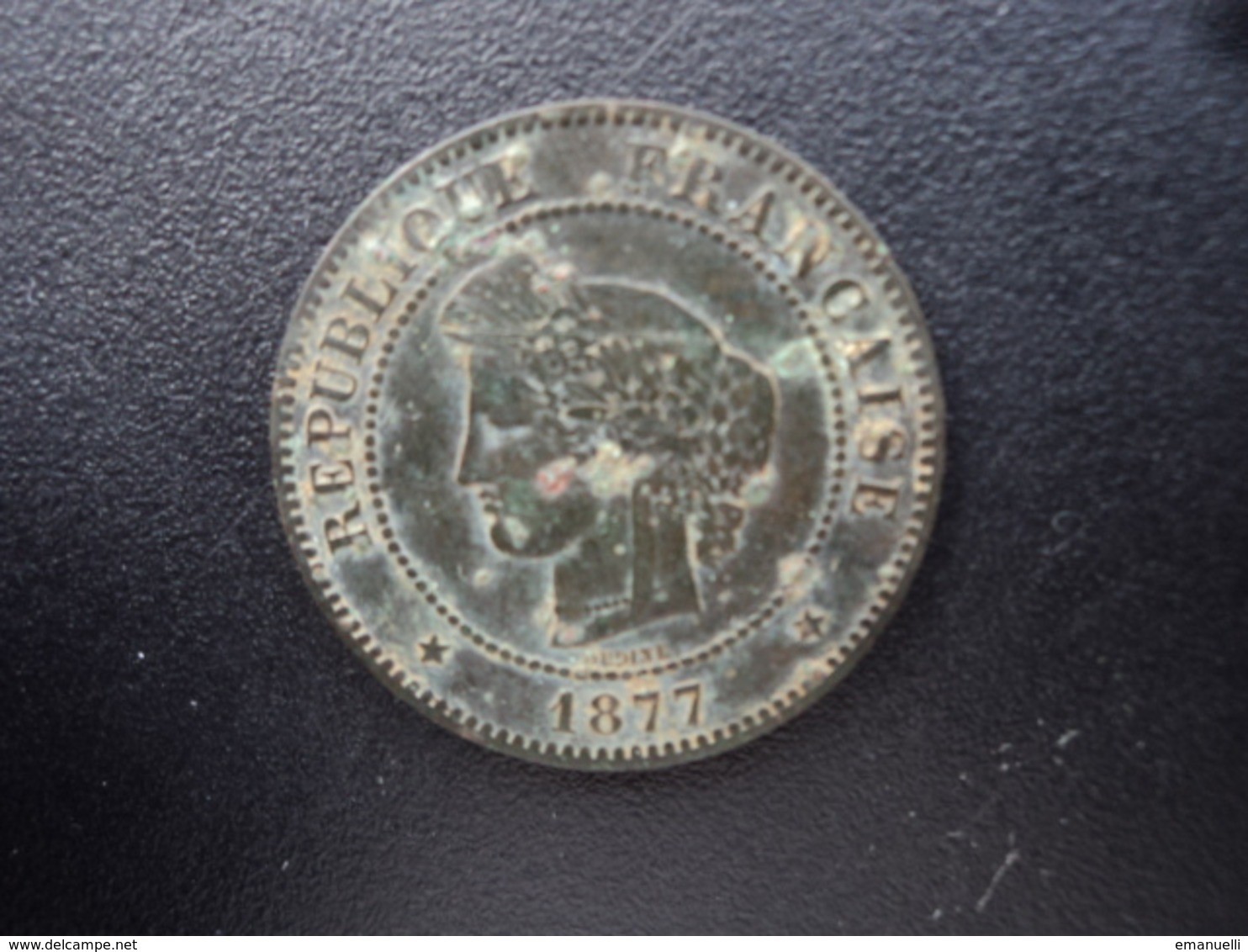 FRANCE : 5 CENTIMES  1877 A Poinçon De La 2 Centimes   F.118 / G.157a / KM 821.1      TTB - 5 Centimes