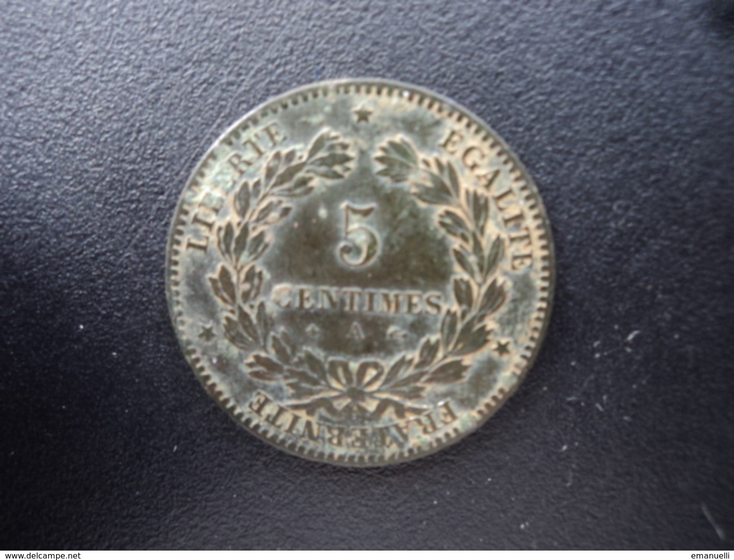 FRANCE : 5 CENTIMES  1877 A Poinçon De La 2 Centimes   F.118 / G.157a / KM 821.1      TTB - 5 Centimes