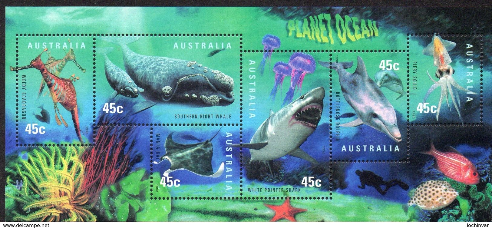 AUSTRALIA, 1998 PLANET OCEAN MINISHEET MNH - Nuovi