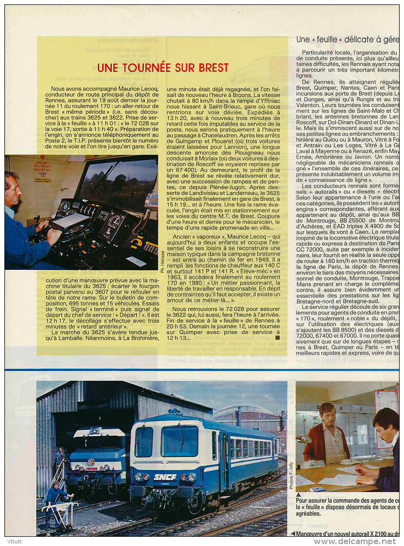 1982 : Document, RENNES, Chemin de fer, Un grand dépôt de l'Ouest, Atelier, Autorail, Nettoyage, Schéma, Levage...