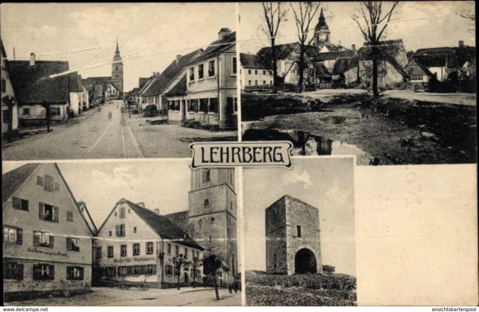 Cp Lehrberg In Der Frankenhöhe Bayern, Gasthaus Zum Grünen Baum, Brauerei, Kirche, Stadtansichten - Other & Unclassified