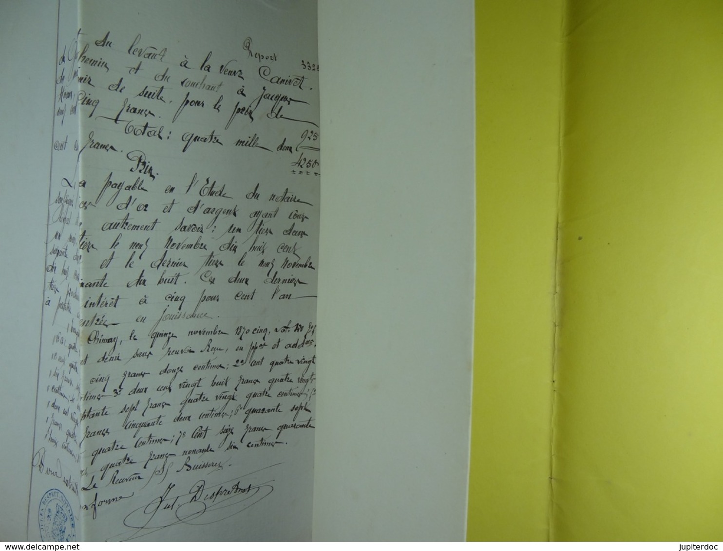 Acte Notarié 1875 Adjudication Des Biens De Vve Carlier Acquis Par Coulonval De Baileux /19/ - Manuscrits