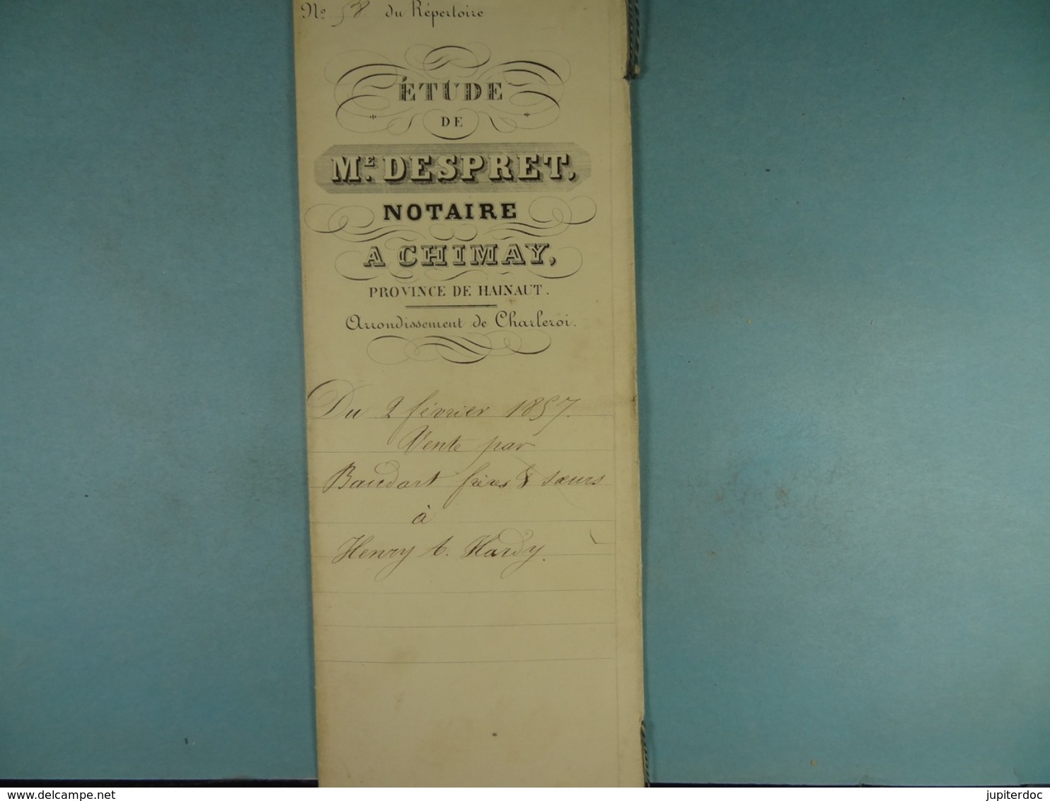 Acte Notarié 1857 Vente Par Baudart Frères Et Soeurs De Baileux à Hardy De Vaulx /20/ - Manuscrits