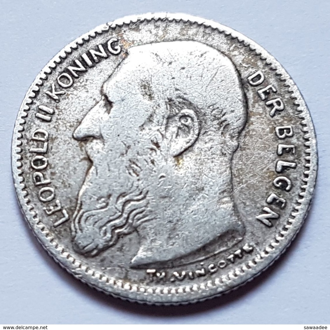 PIECE BELGIQUE - BELGIQUE - LEOPOLD II - KM #60 - 50 CENTIMES - 1909 - TYPE VINCOTTE LEGENDE NEERLANDAISE - ARGENT 835% - 50 Cents