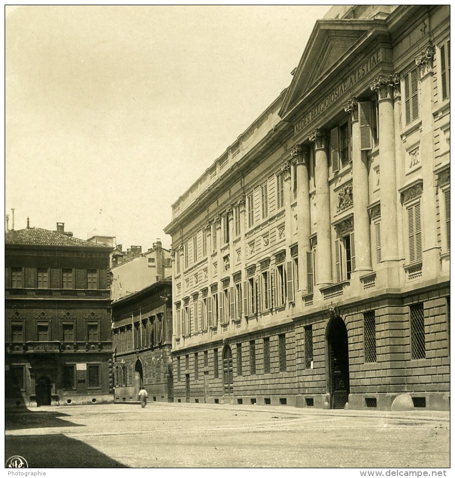 Italie Milan Palais Belgioioso &amp; Maison Manzoni Ancienne Photo Stereo NPG 1900 - Stereoscopic