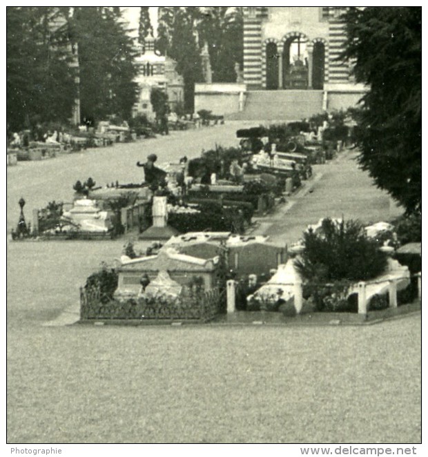 Italie Milan Camposanto Ancienne Photo Stereo NPG 1900 - Stereoscopic