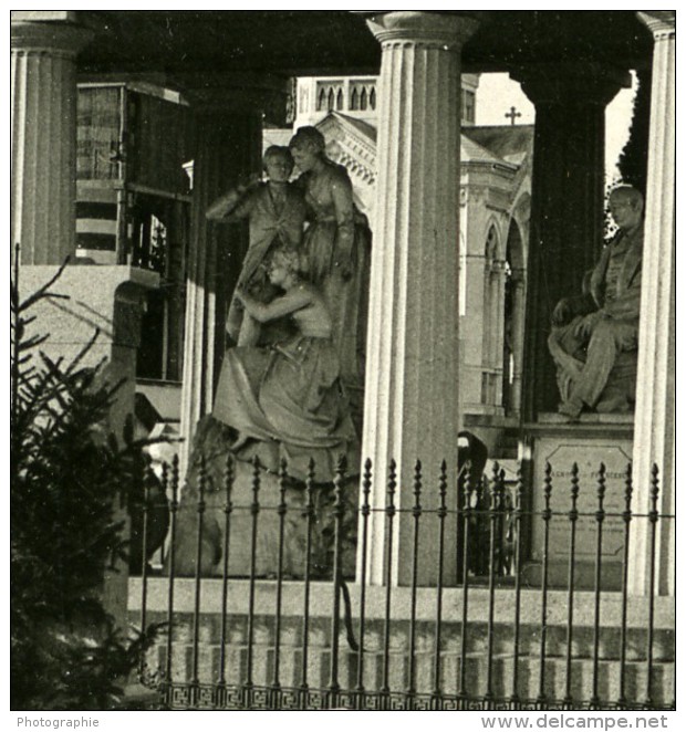 Italie Milan Camposanto Monument Lagnoni Ancienne Photo Stereo 1900 - Stereoscopic