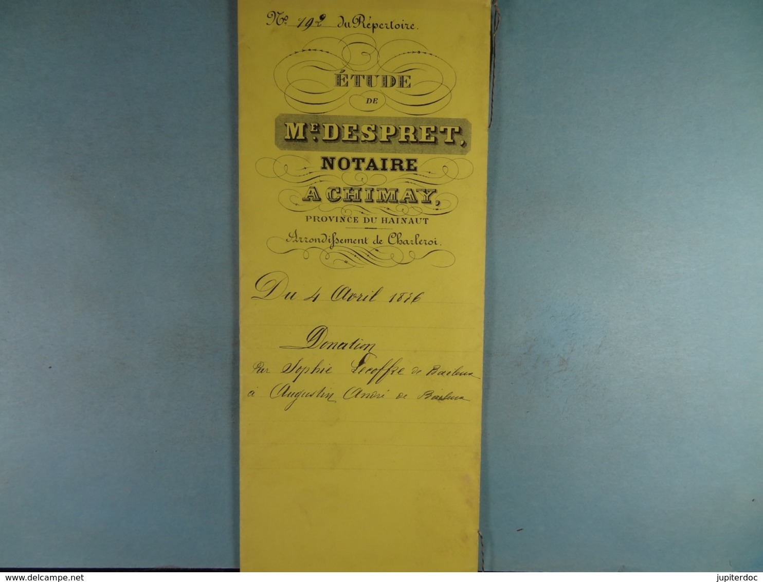 Acte Notarié 1893 Donation De Lecoffre De Baileux à André De Baileux /01/ - Manuscrits