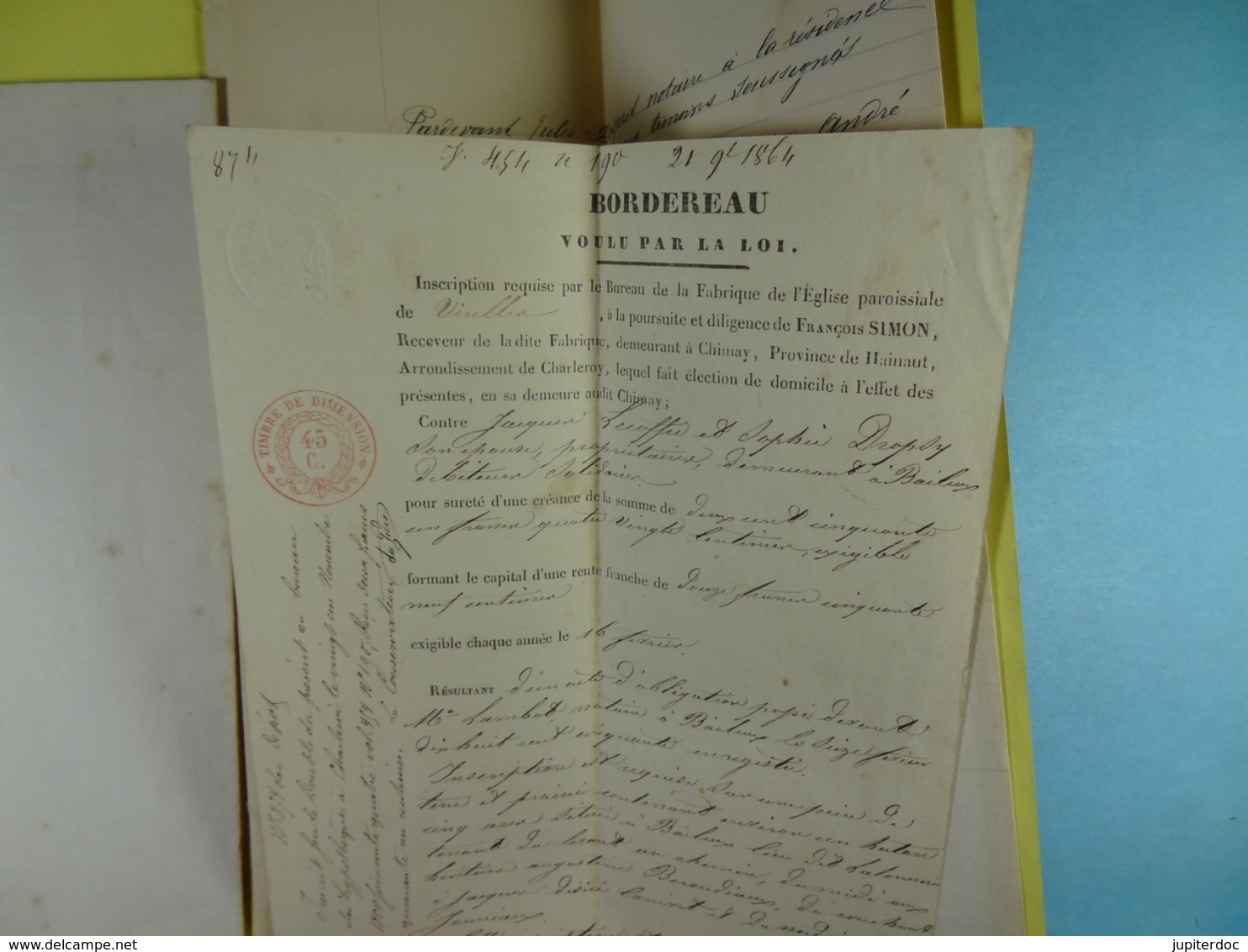 Acte Notarié 1893 Donation De Lecoffre De Baileux à André De Baileux /01/ - Manuscrits