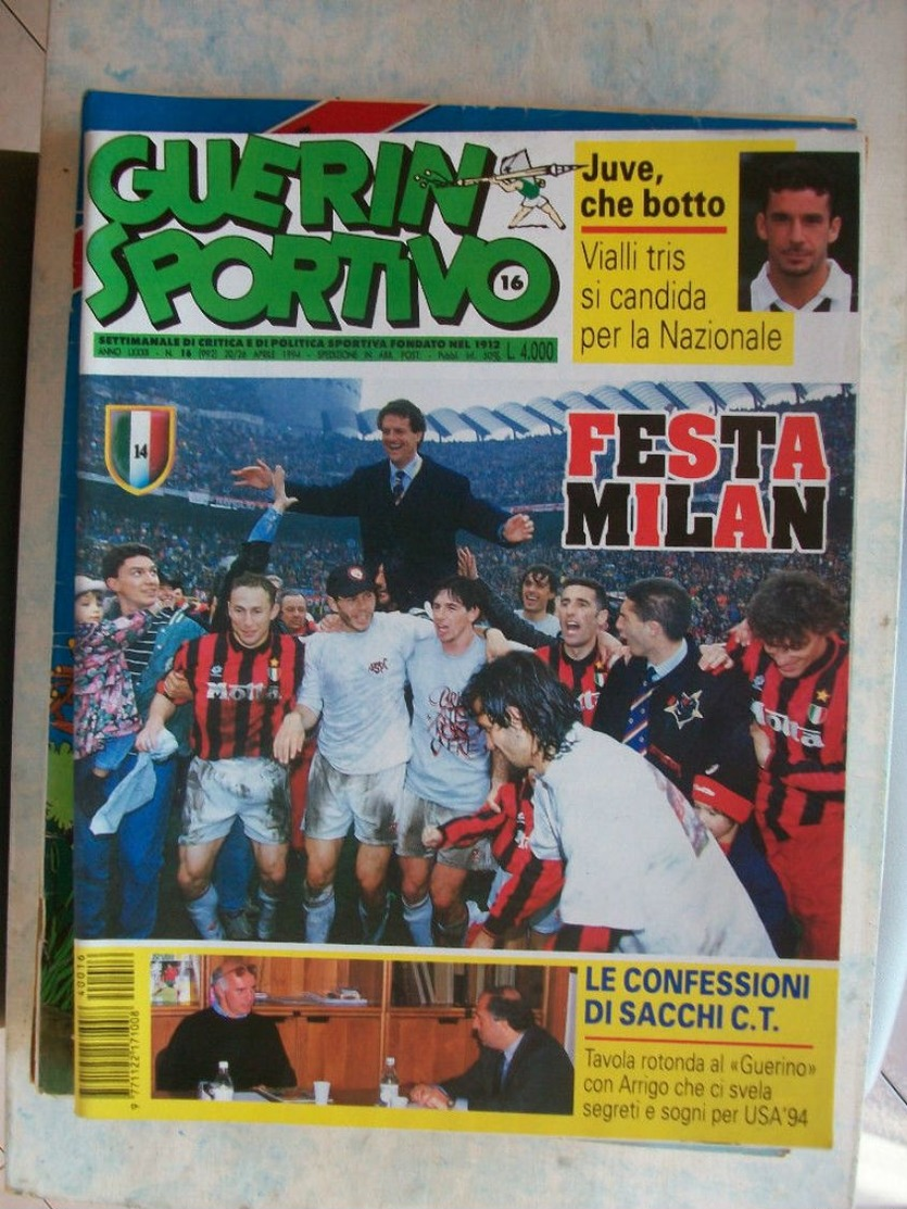 GUERIN SPORTIVO= NR.16 DEL 1994=40 FIGURINE+MAXI POSTER W.ZENGA+INSERTO MONDIALI - Sport