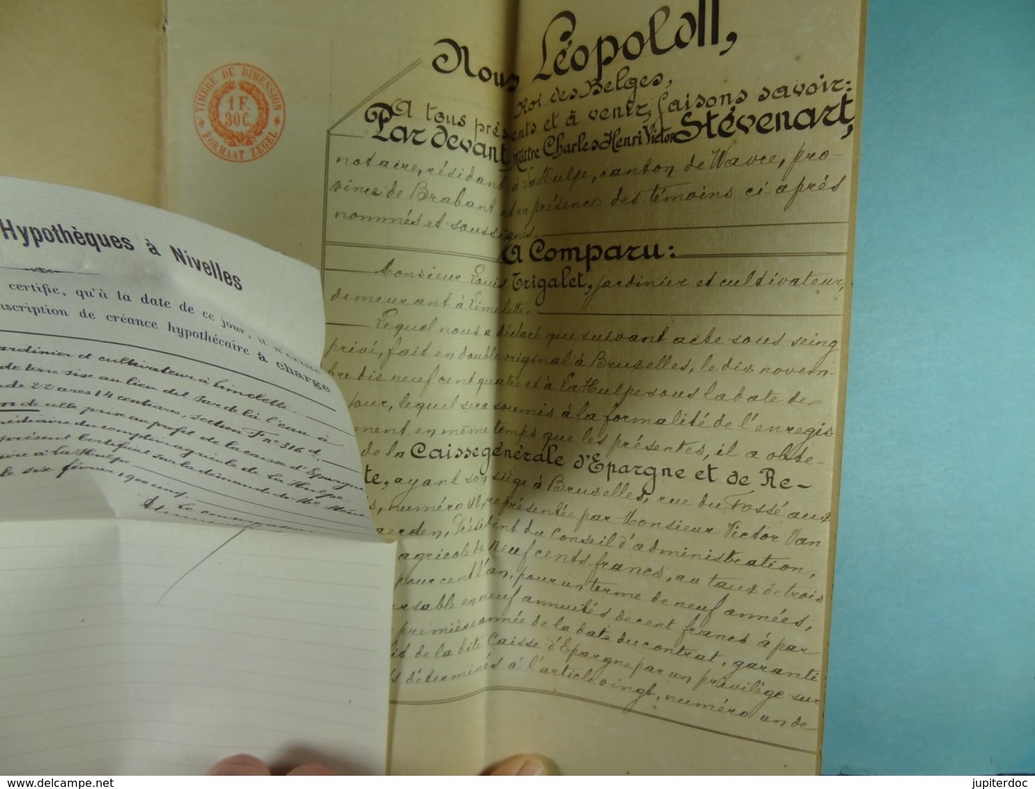 Acte Notarié 1904 Prêt Par Le Comptoir Agricole De La Hulpe à Trigalet De Limelette /04/ - Manuscrits