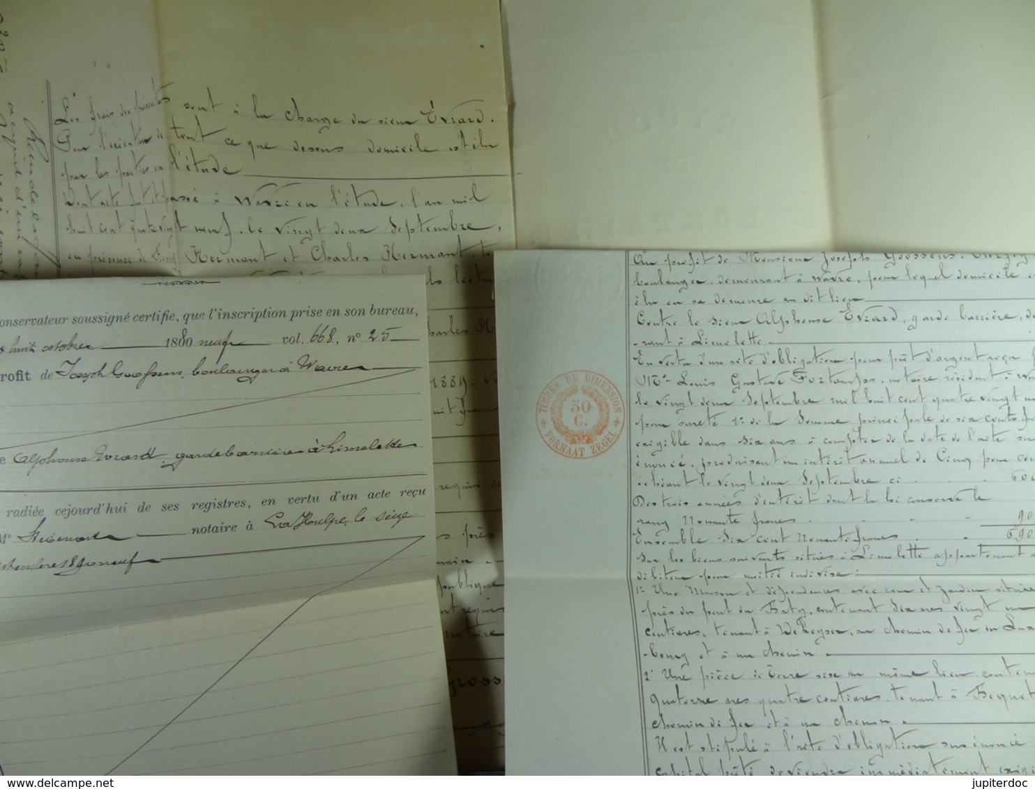 Acte Notarié 1889 Obligation Par Evrard De Limelette à Goossens-Clerfayt De Wavre /05/ - Manuscripts