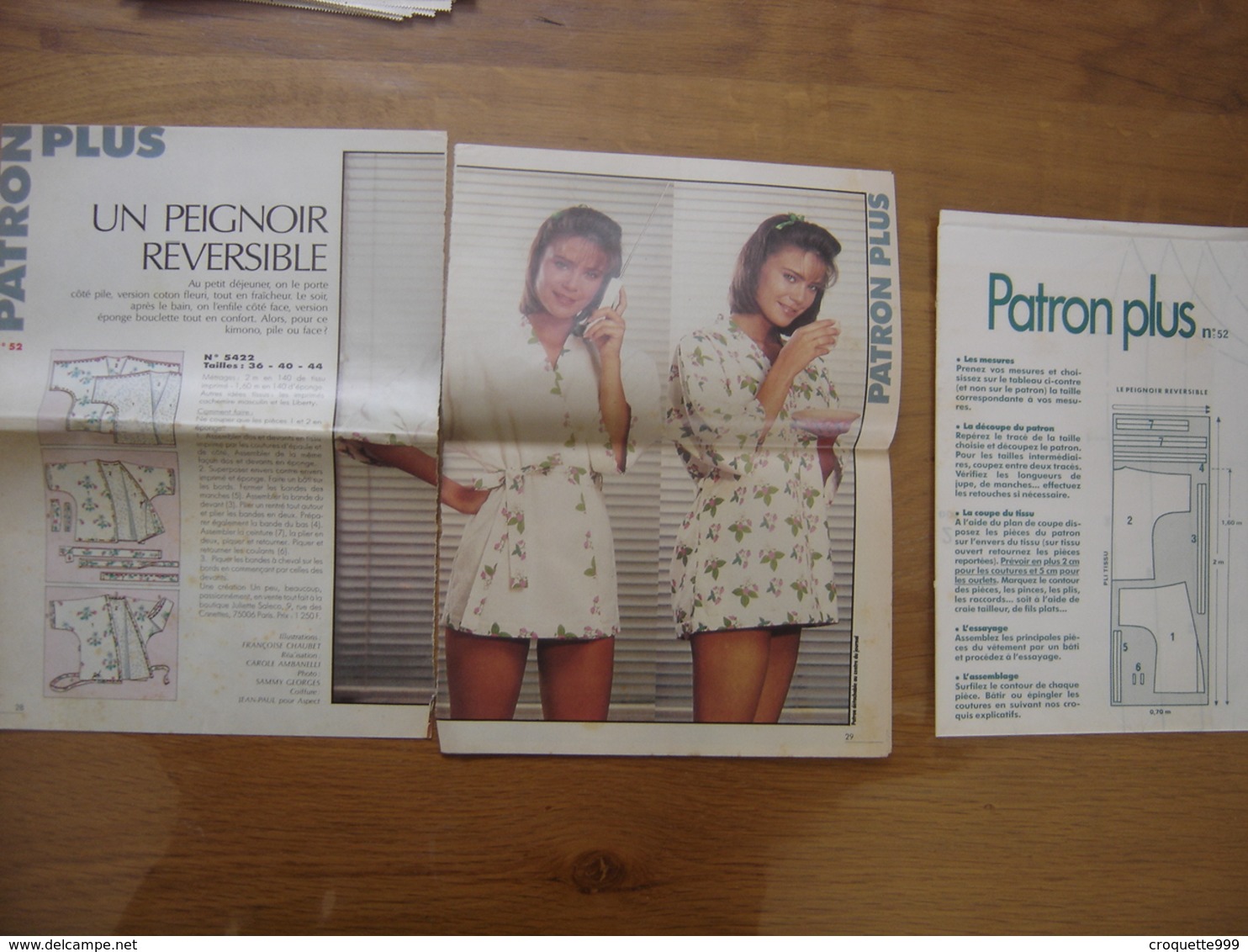 Patron Plus Patroon PEIGNOIR REVERSIBLE 52 MODE Vintage FASHION - Patrones