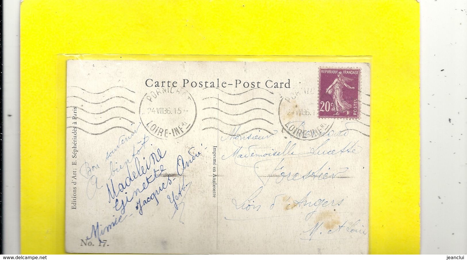 CPA G. BOURET .  -  BONJOUR MA PAYSE !! .AFFR LE 24 VIII 1936 AU VERSO . 2 SCANES - Bouret, Germaine