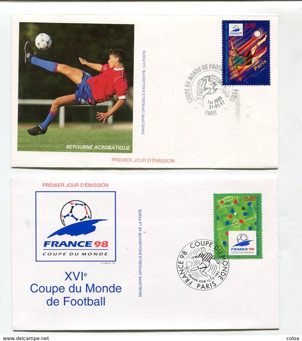 10 Enveloppes Premier Jour Clubs De Football Coupe Du Monde 1997 1998 - 1990-1999