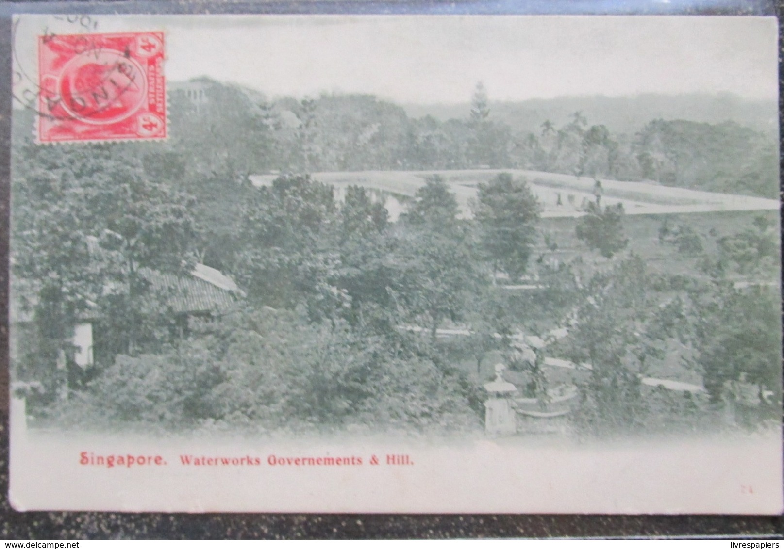 Singapore Waterworks Governements Hill Cpa Timbrée Straits Settlements 1907 Singapour - Singapour