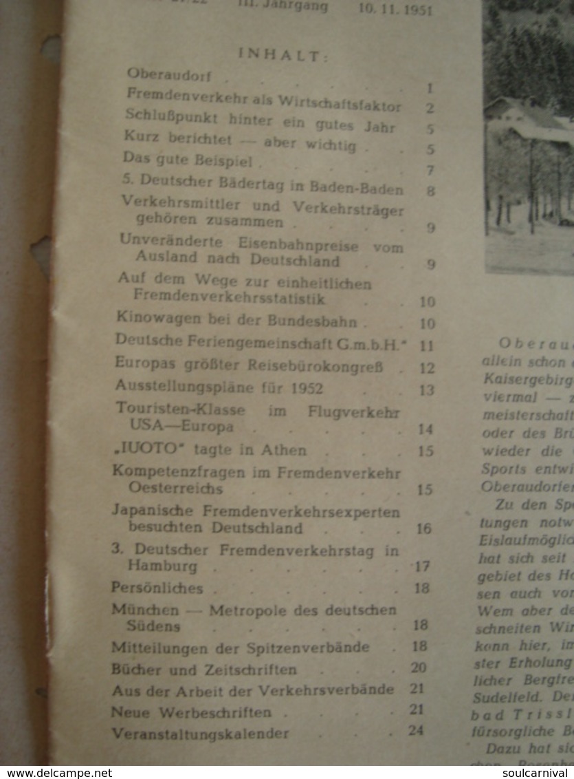 DER FREMDENVERKEHR. HEFT 21/22 1951 + 5/6 1952. - Travel & Entertainment