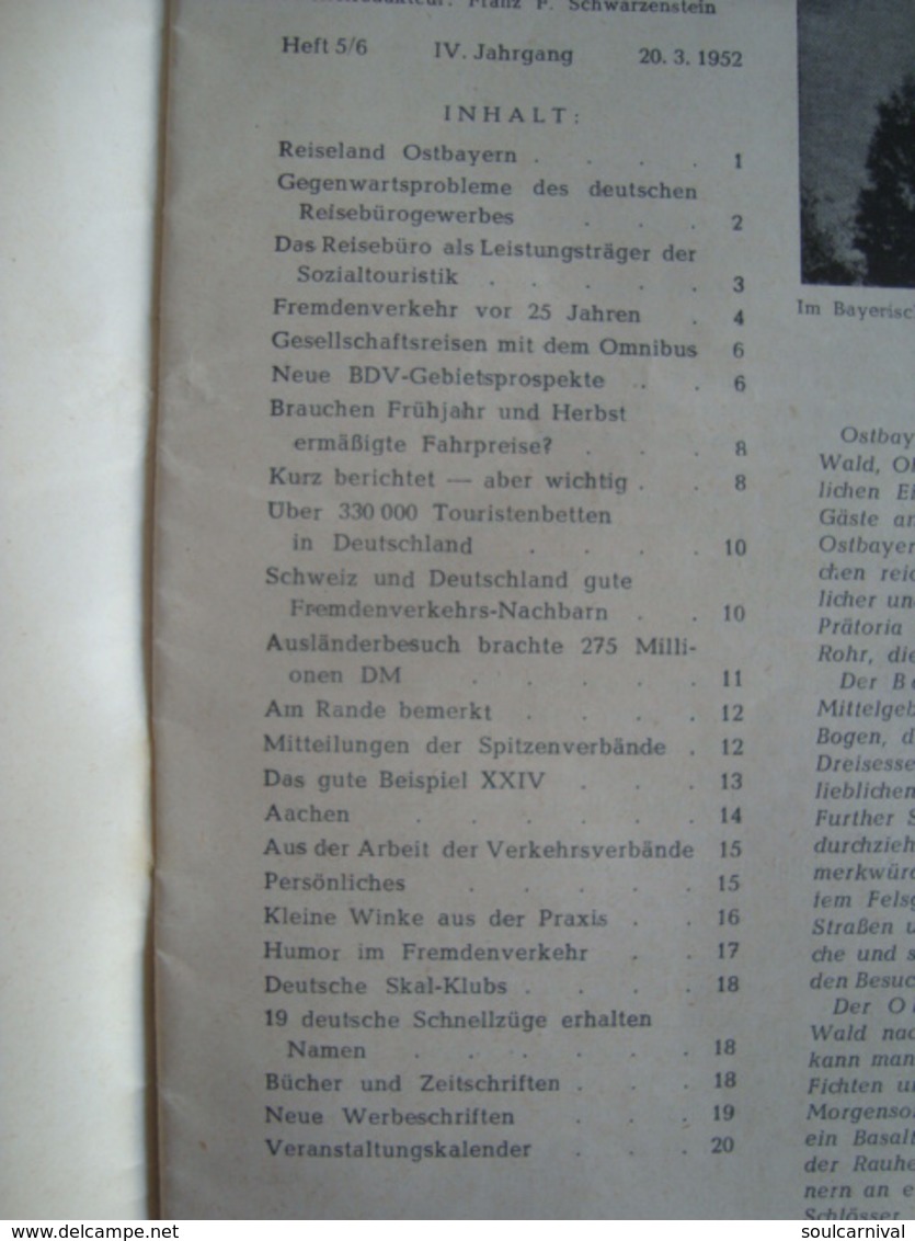 DER FREMDENVERKEHR. HEFT 21/22 1951 + 5/6 1952. - Viaggi & Divertimenti