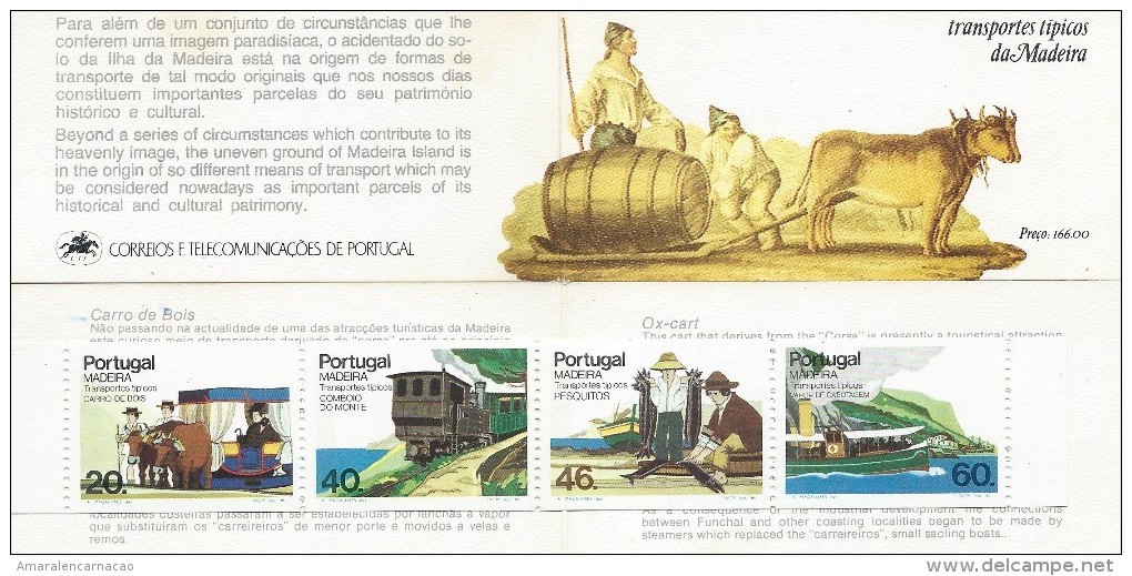 TIMBRES - STAMPS - PORTUGAL (MADÈRE/MADEIRA) -1985 -2er Gr.- TRANSPORTS TYPIQUES - TYPICAL TRANSPORT - CARNET - BOOKLET - Markenheftchen