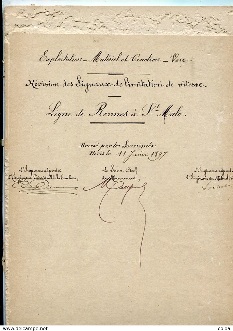 Chemins De Fer De L’Ouest Ligne De Rennes à Saint Malo Profil En Long 1897 - Europa