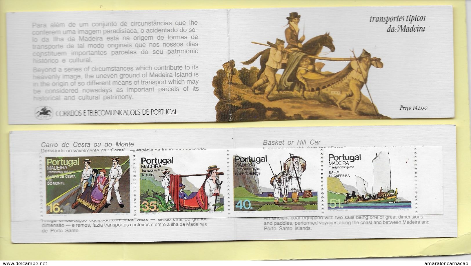 TIMBRES - STAMPS - PORTUGAL (MADÈRE/MADEIRA) -1984 -1er Gr.- TRANSPORTS TYPIQUES - TYPICAL TRANSPORT - CARNET - BOOKLET - Libretti