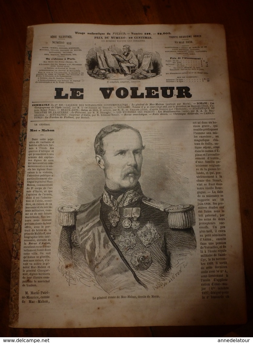 1859 LE VOLEUR: Venise -St Geoges Majeur;Le Piémont;Courrier D'Italie (il Manto Della Religione Non è Inquesto Tanto... - Riviste - Ante 1900