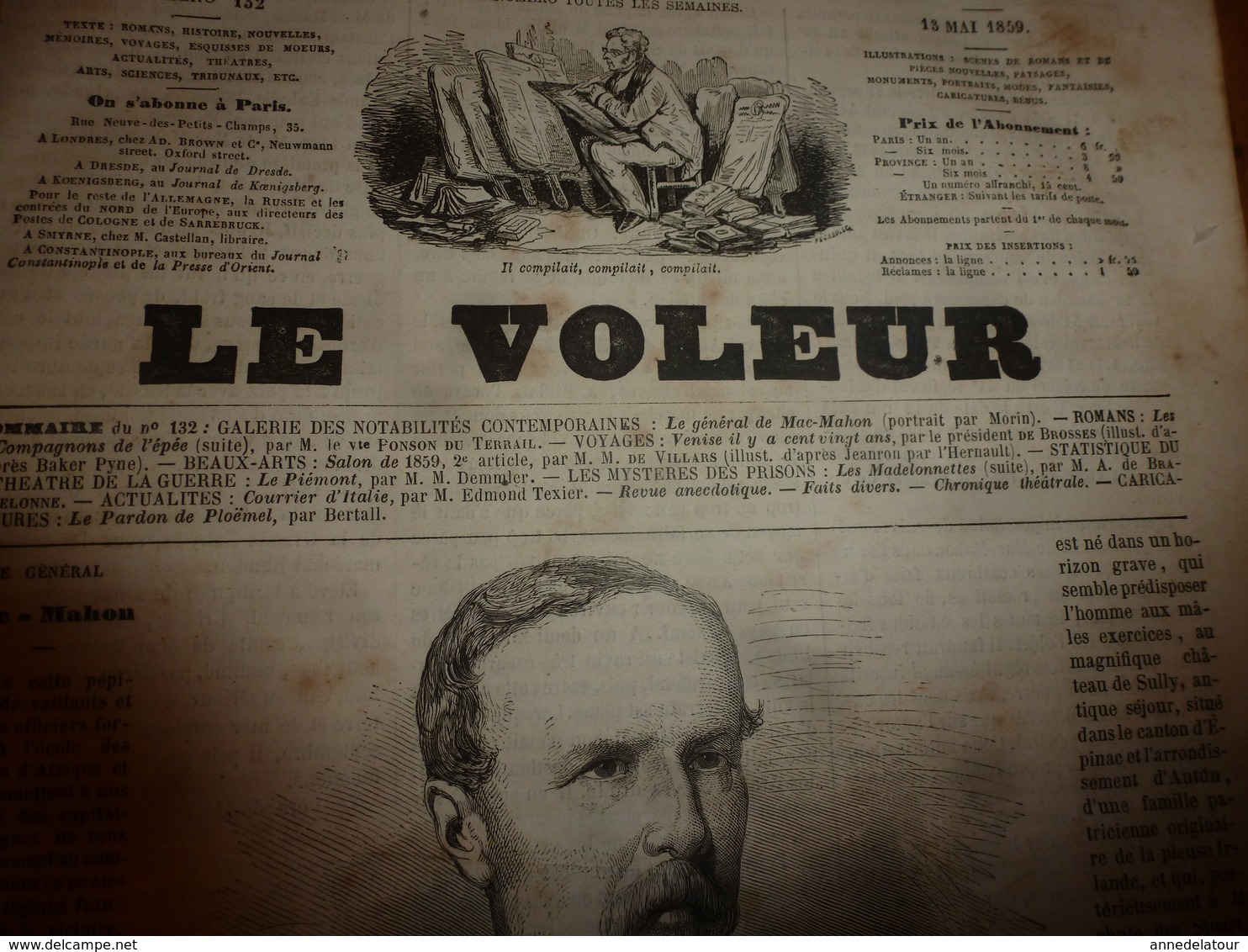 1859 LE VOLEUR: Venise -St Geoges Majeur;Le Piémont;Courrier D'Italie (il Manto Della Religione Non è Inquesto Tanto... - Riviste - Ante 1900