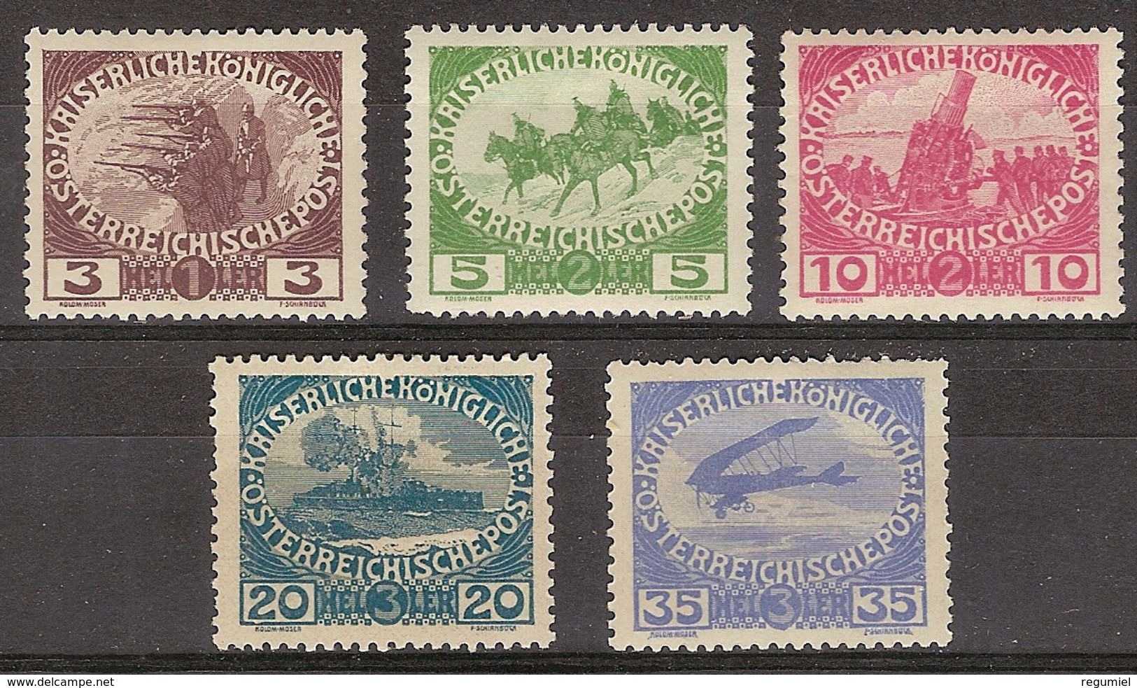 Austria 0138/142 * Charnela. 1915 - Nuevos