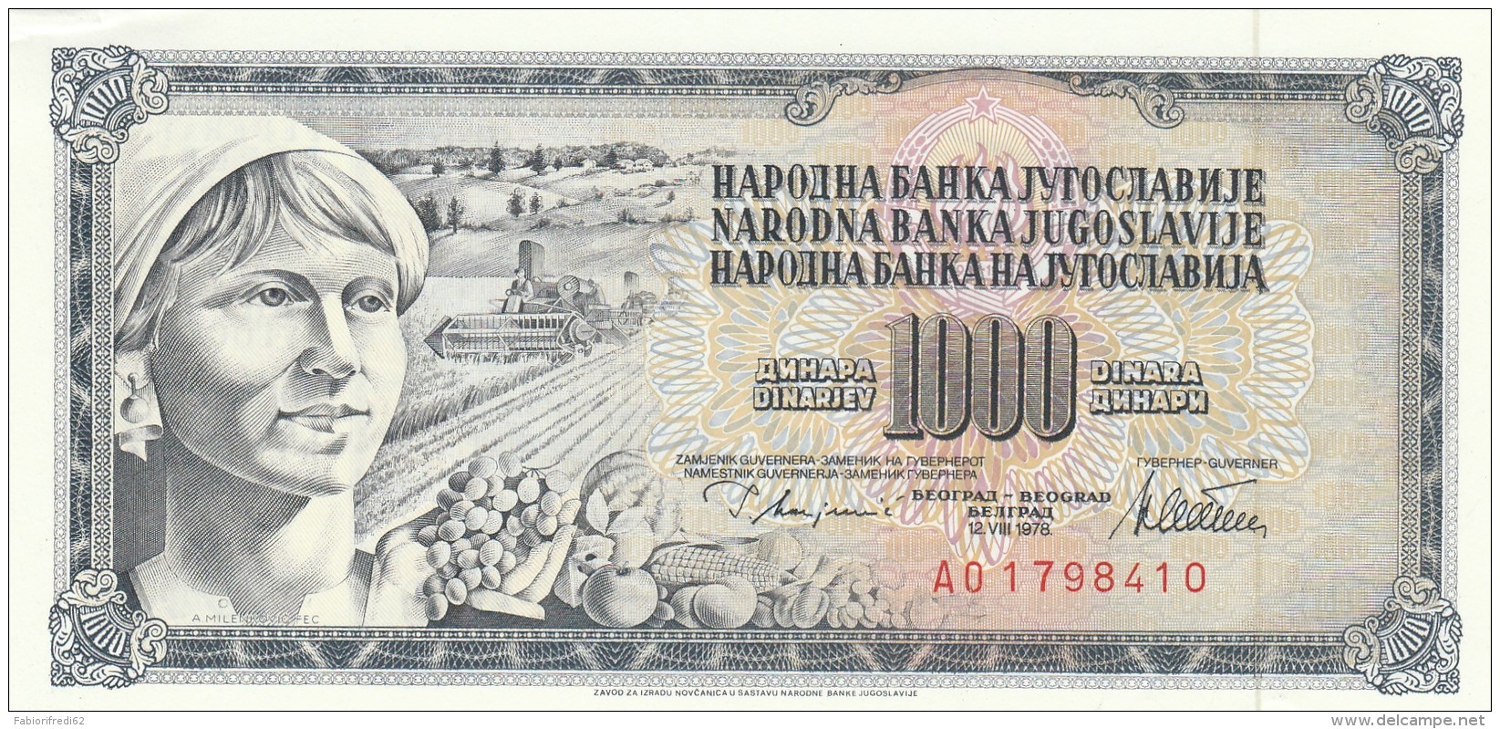 JUGOSLAVIA 1000 DINARA (2) -UNC - Jugoslavia