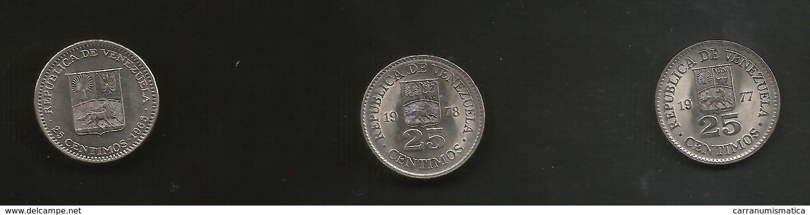 VENEZUELA - 25 CENTIMOS (1965 / 1977 / 1978) Lot Of 3 Different Coins - Venezuela