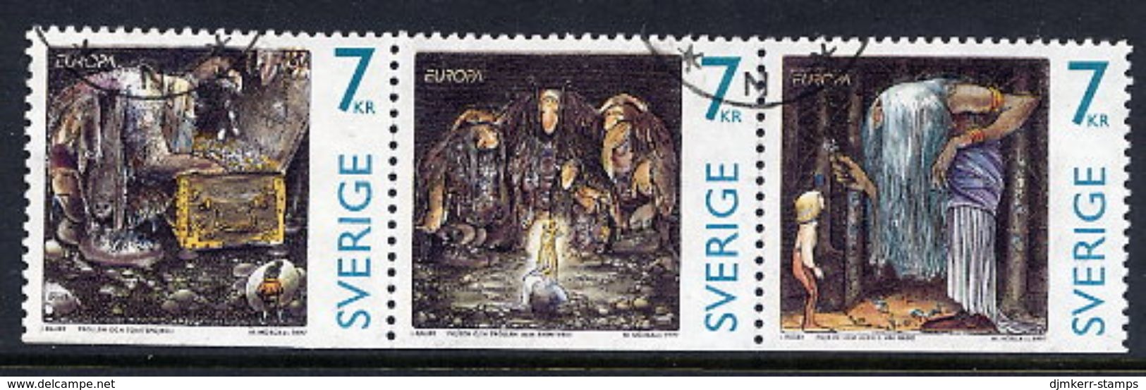 SWEDEN 1997 Europa: Sagas And Legends Strip Of Three Stamps Used.  Michel 2001-03 Du - Gebraucht