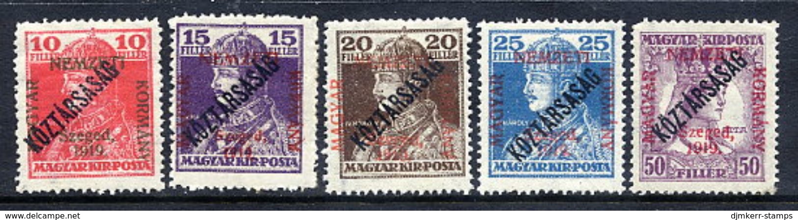 HUNGARY (SZEGED) 1919 Karl And Zita Overprinted Köztarsasag LHM /*.  Michel 36-40 - Szeged