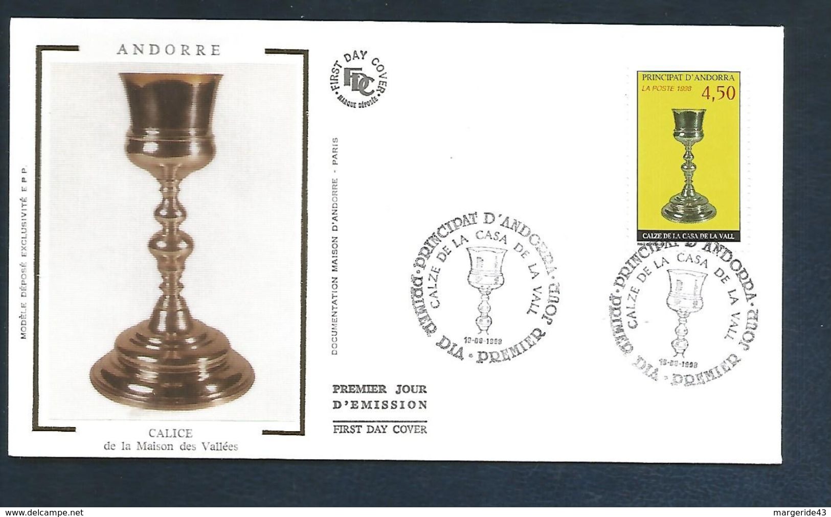 ANDORRE FDC 1998 CALICE MAISON DES VALLEES - FDC