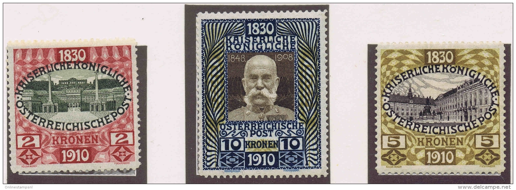 Osterreich 1910 Kaiser-Geburtstag Mi 161 -177 MH/* Flz/ Charniere  35 H Light Fold - Ungebraucht