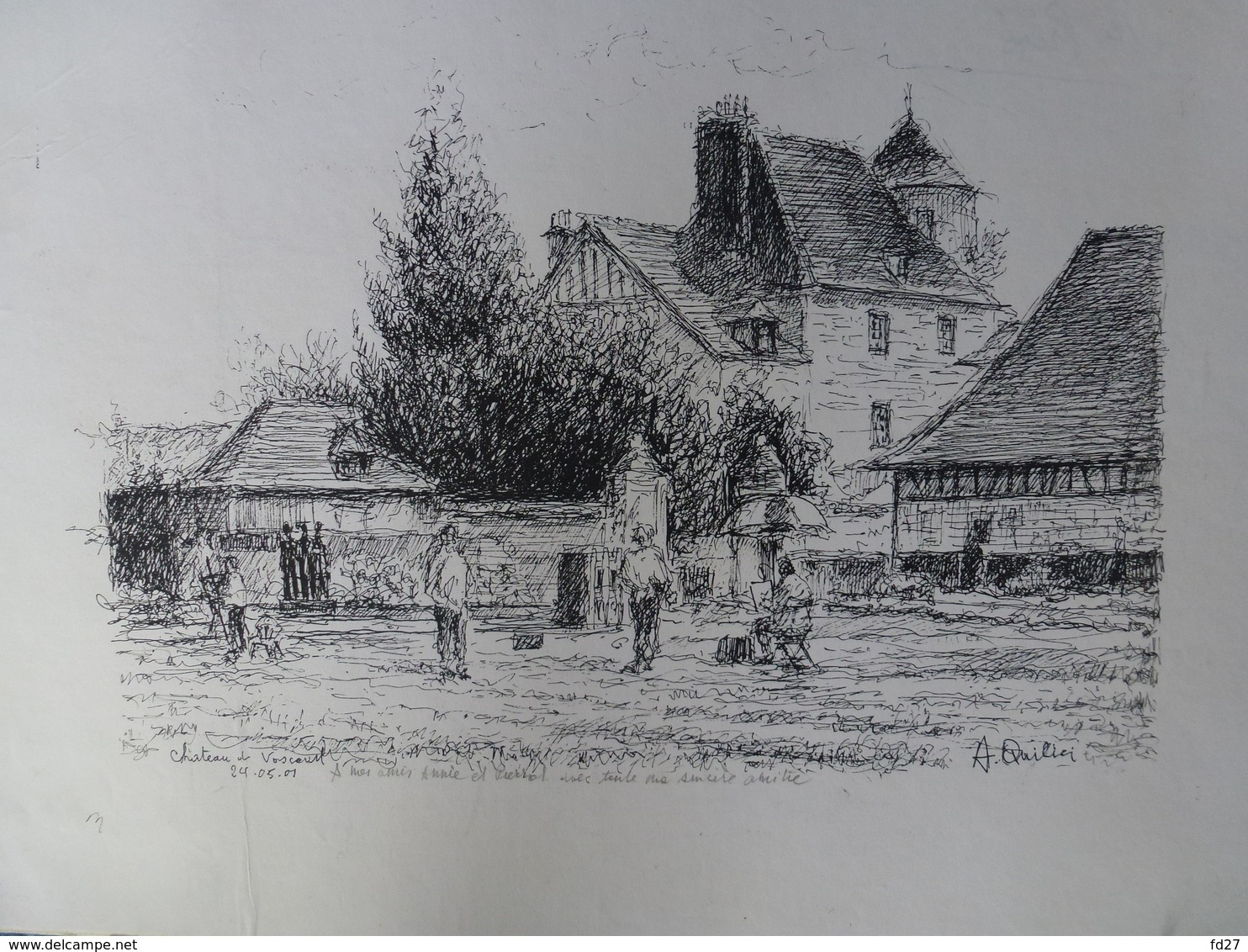 Lithographie Signée A.Quilici - Château De Vasceuil 24-05-01 - Lithographies