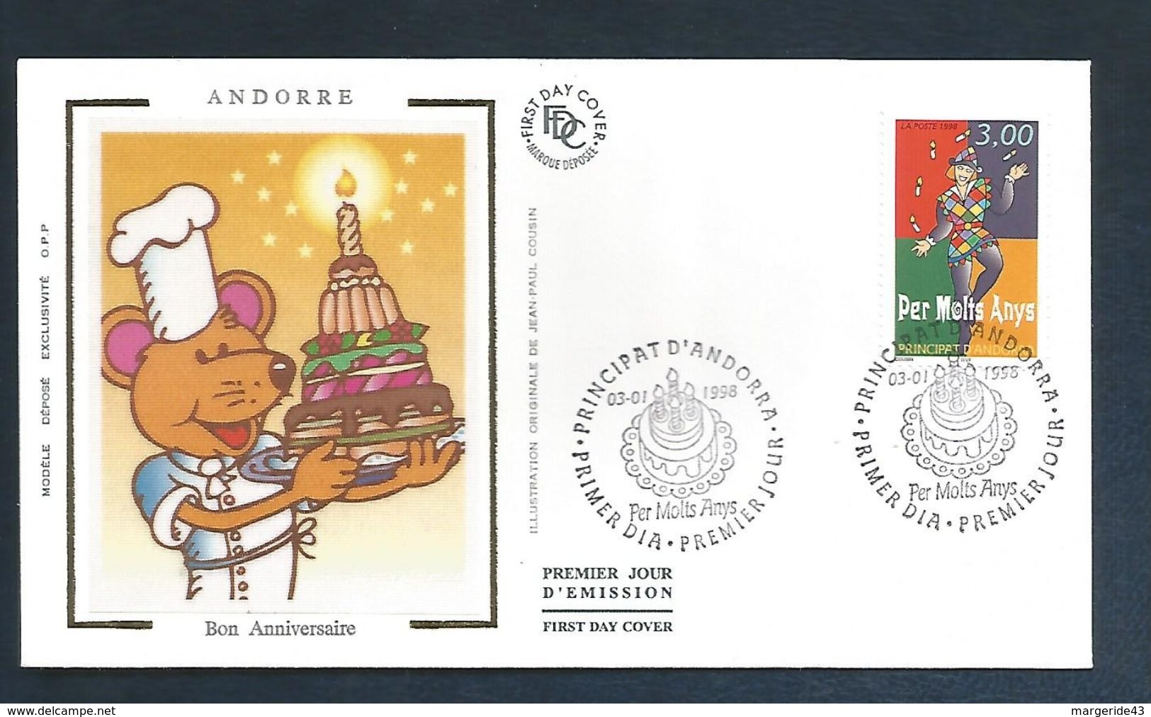 ANDORRE FDC 1998 BON ANNIVERSAIRE - FDC