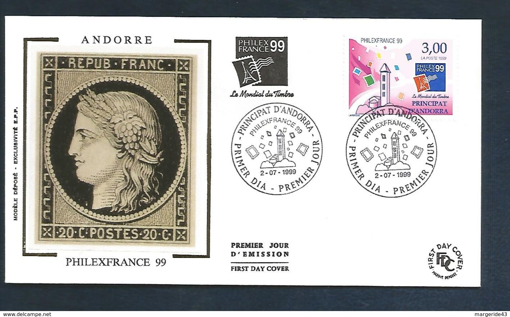 ANDORRE FDC 1999 PHIEXFRANCE99 - FDC