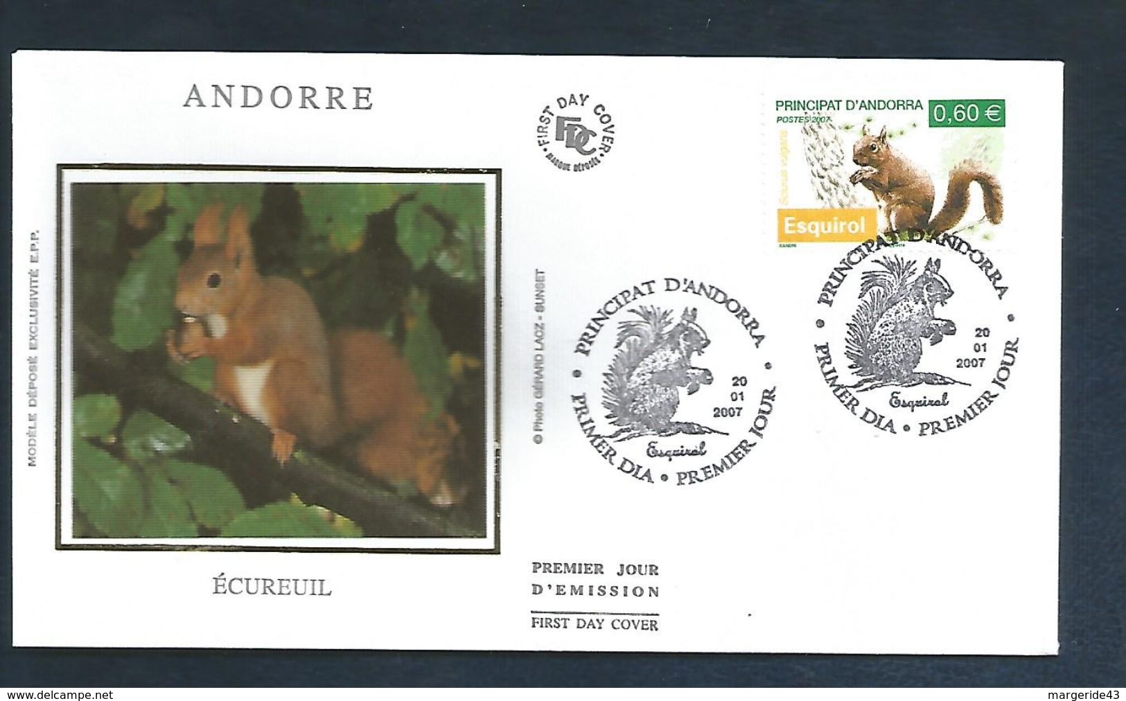 ANDORRE FDC 2007 ECUREUIL - FDC