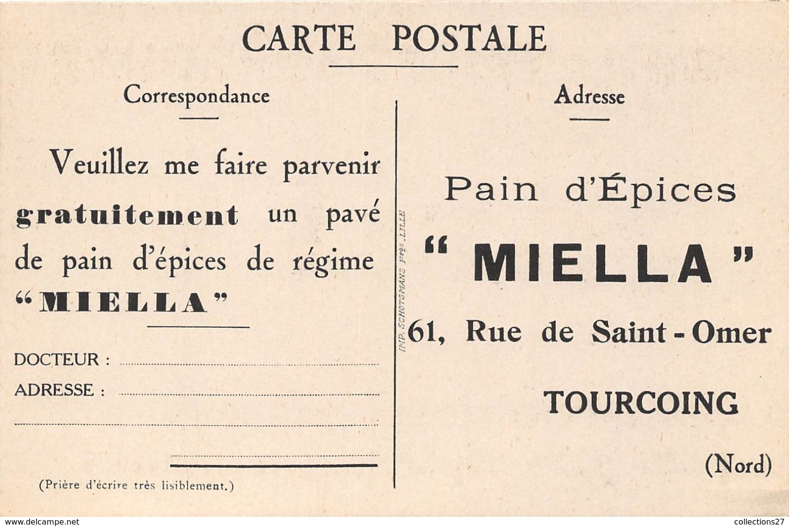59-TOURCOIN- CARTE PUB- PAIN D'EPICES " MIALLA" 61 RUE DE SAINT-OMER - Tourcoing