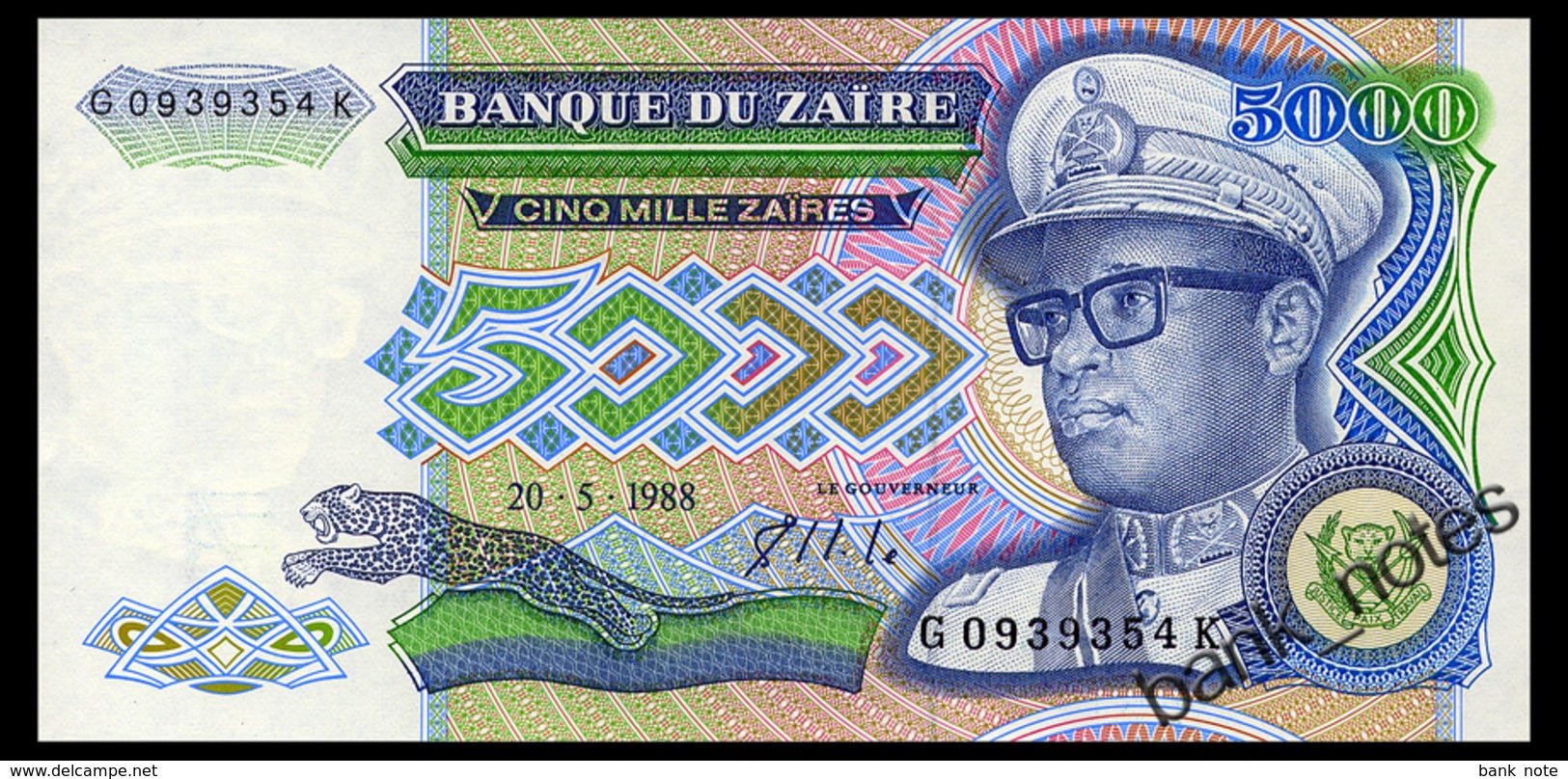 ZAIRE 5000 ZAIRES 1988 Pick 37b Unc - Zaire