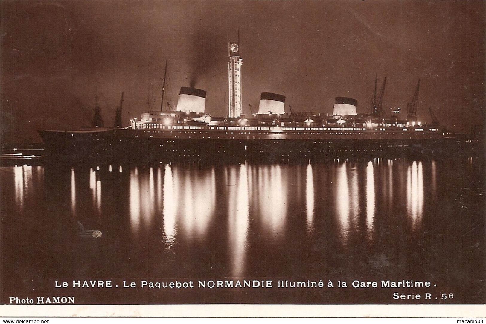76  Seine Maritime  : Le Havre  Le Paquebot NORMANDIE Illuminé à La Gare Maritime Réf 4157 - Gare